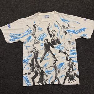 Vintage 1994 World Figure Skating Champions Shirt Mens L All Over Print Tee 90s